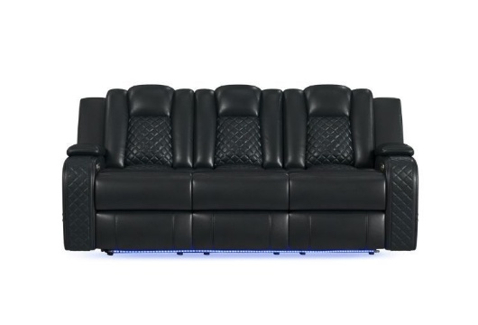 Picture of Carlo Black Dual Power Reclining Sofa With Dropdown Table