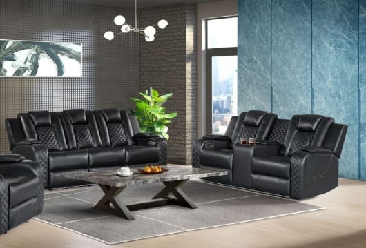 Picture of Carlo Black Dual Power Reclining Sofa & Console Loveseat