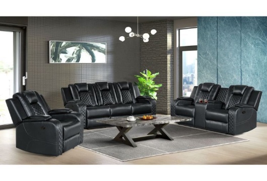 Picture of Carlo Black Dual Power Reclining Sofa & Console Loveseat