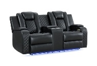 Picture of Carlo Black Dual Power Reclining Sofa & Console Loveseat
