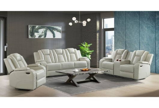 Picture of Carlo Oyster Dual Power Reclining Sofa & Console Loveseat