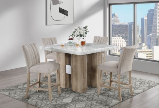 Picture of Tosh White Faux Marble 5 PC Counter Height Dining Room