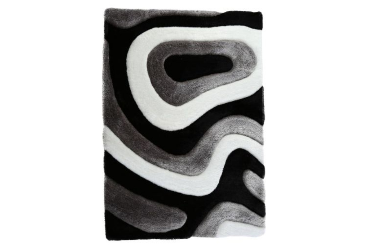 Picture of Mateos Black/White Shaggy Area Rug