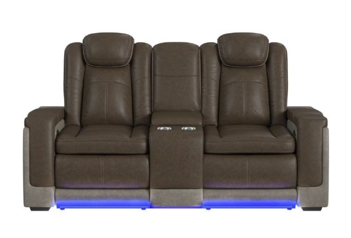 Picture of Lantana Rocky Brown Dual Power Reclining Console Loveseat