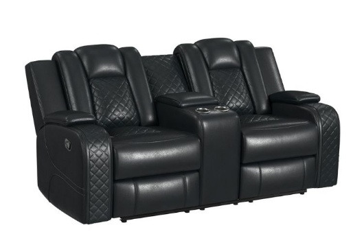 Picture of Carlo Black Dual Power Reclining Console Loveseat