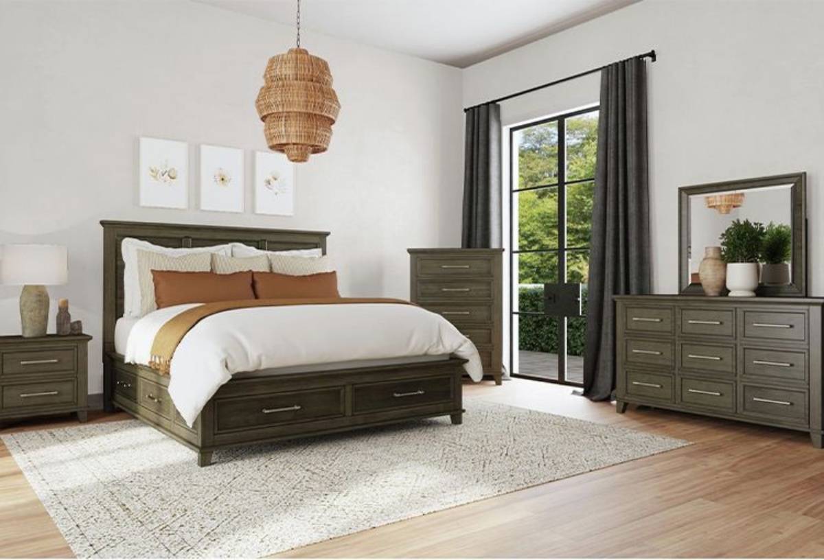 Picture of Canterbury Grey King Storage Bed & Dresser/Mirror