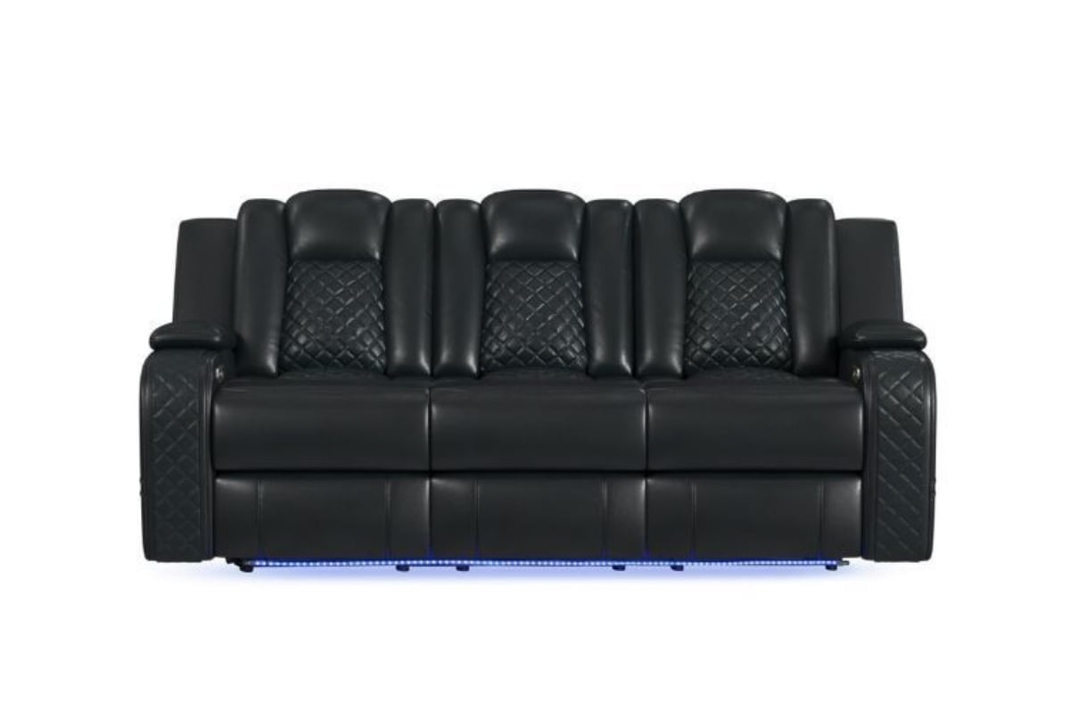 Picture of Carlo Black Dual Power Reclining Sofa With Dropdown Table