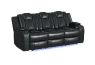 Picture of Carlo Black Dual Power Reclining Sofa With Dropdown Table