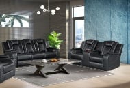 Picture of Carlo Black Dual Power Reclining Sofa With Dropdown Table