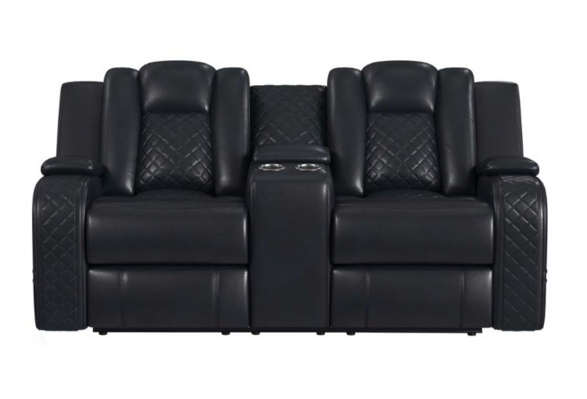 Picture of Carlo Black Dual Power Reclining Console Loveseat