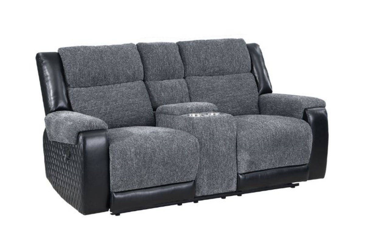 Picture of Jordan Black/Grey Reclining Console Loveseat