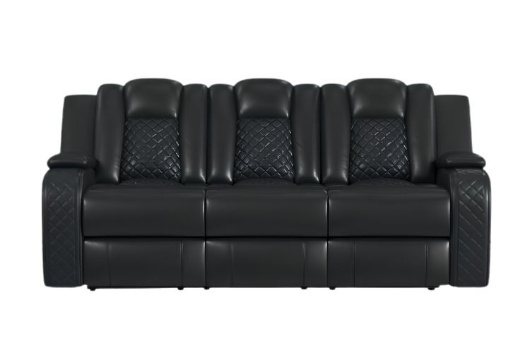 Picture of Carlo Black Dual Power Reclining Sofa With Dropdown Table