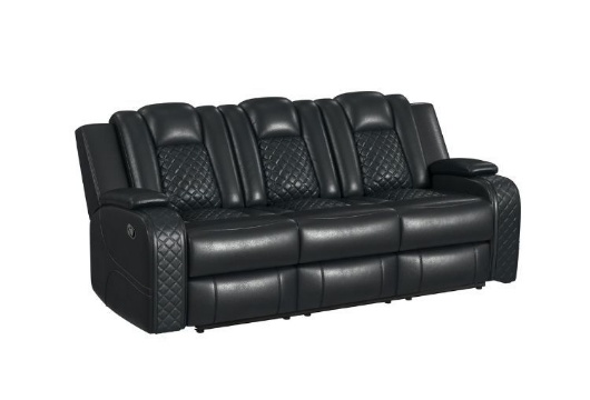 Picture of Carlo Black Dual Power Reclining Sofa With Dropdown Table