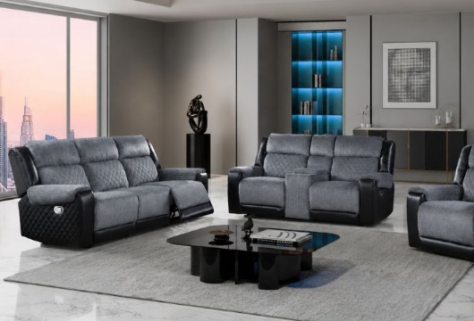 Picture of Jordan Black/Grey Reclining Sofa & Console Loveseat
