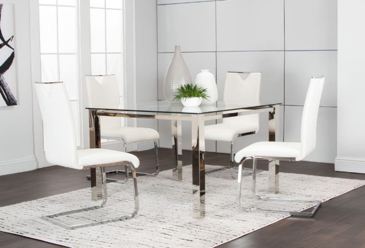Picture of Skyline 5 PC Dining Set With White Chairs