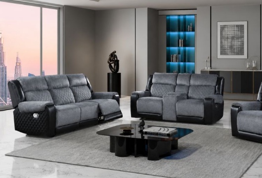 Picture of Jordan Black/Grey Reclining Sofa & Console Loveseat