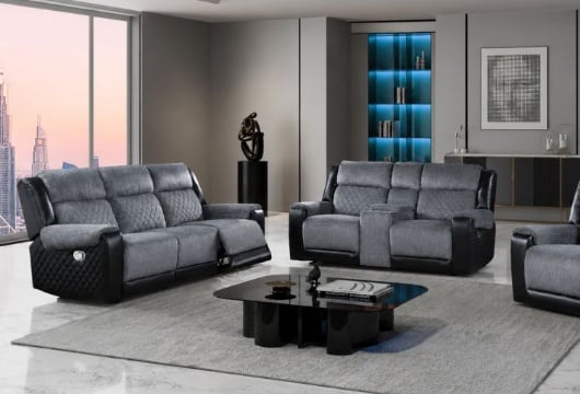 Picture of Jordan Black/Grey Reclining Sofa & Console Loveseat