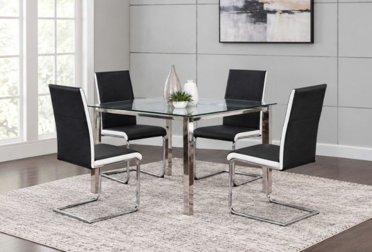 Picture of Skyline 5 PC Square Dining Set with Black/White Chairs