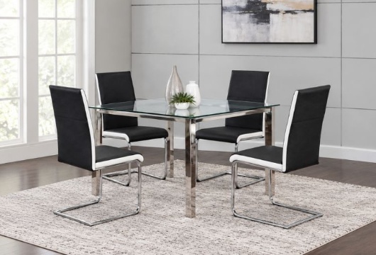 Picture of Skyline 5 PC Square Dining Set with Black/White Chairs