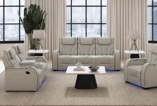 Picture of Blitz Taupe Reclining Sofa & Console Loveseat